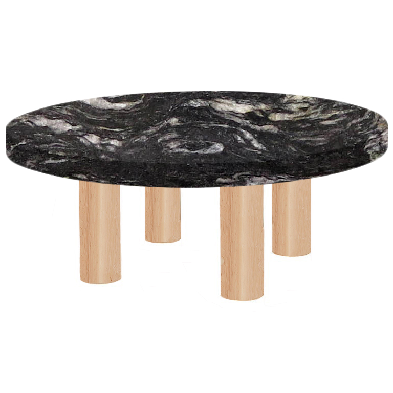 Round Cosmic Black Coffee Table with Circular Ash Legs