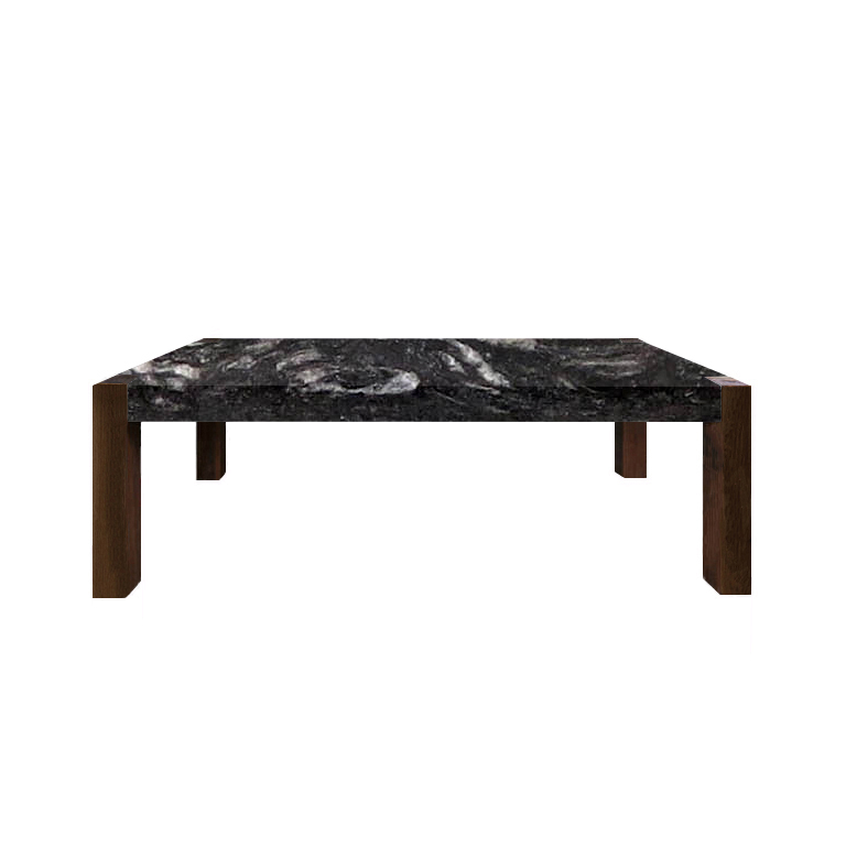 Cosmic Black Percopo Solid Granite Dining Table with Walnut Legs