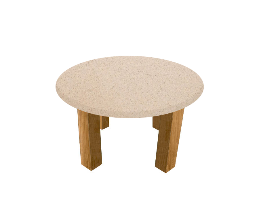 Cream Diamond Round Coffee Table with Square Oak Legs