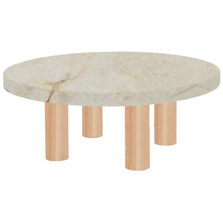 Round Crema Marfil Coffee Table with Circular Ash Legs