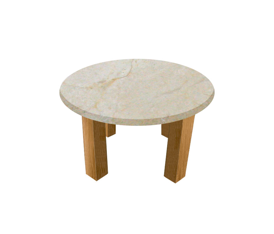 Crema Marfil Round Coffee Table with Square Oak Legs