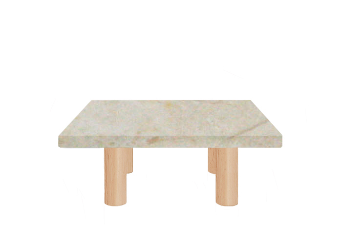 Crema Marfil Square Coffee Table with Circular Ash Legs