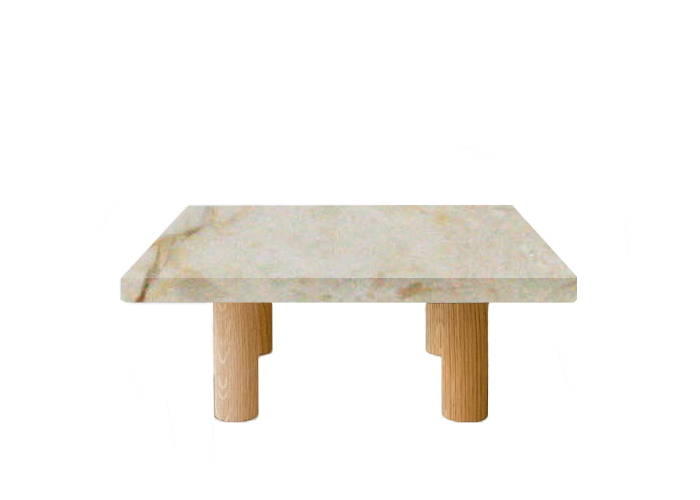Crema Marfil Square Coffee Table with Circular Oak Legs