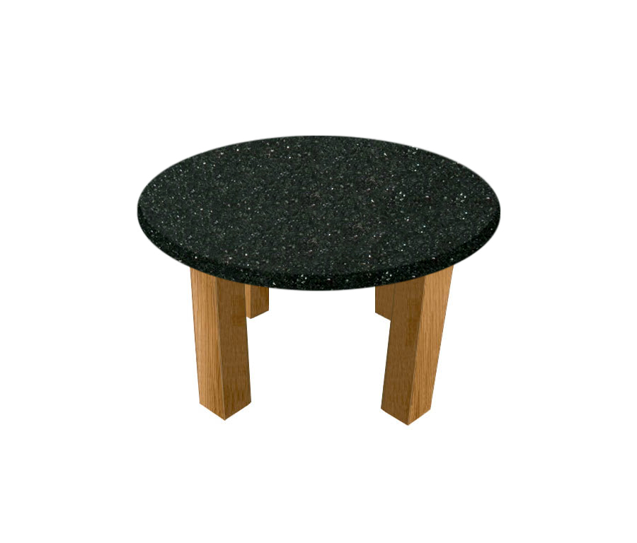 Emerald Pearl Round Coffee Table with Square Oak Legs