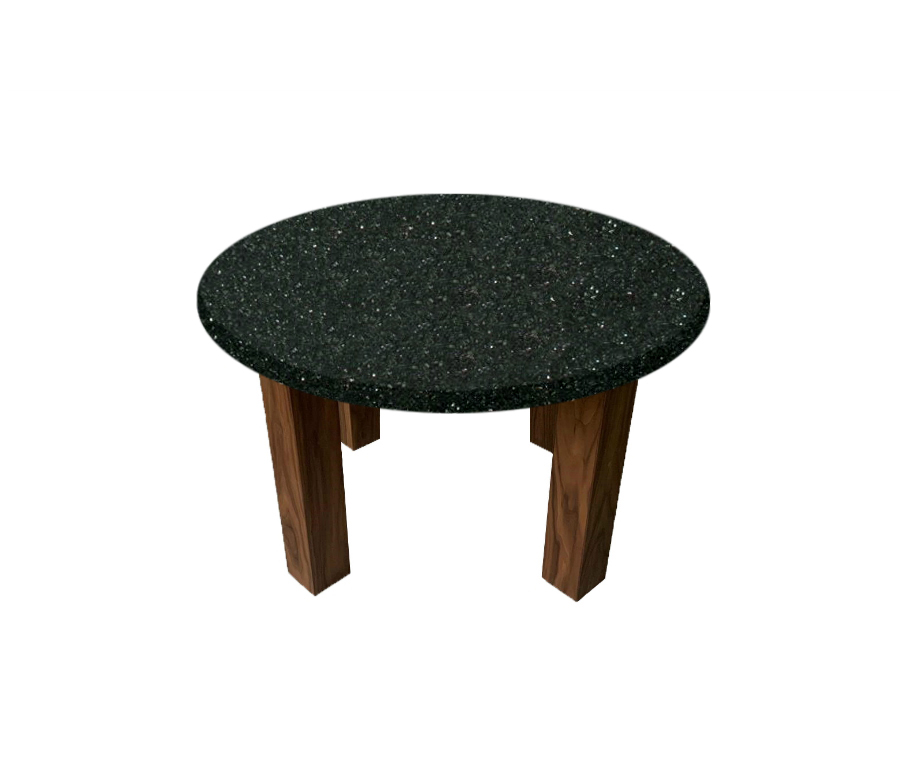 Emerald Pearl Round Coffee Table with Square Walnut Legs