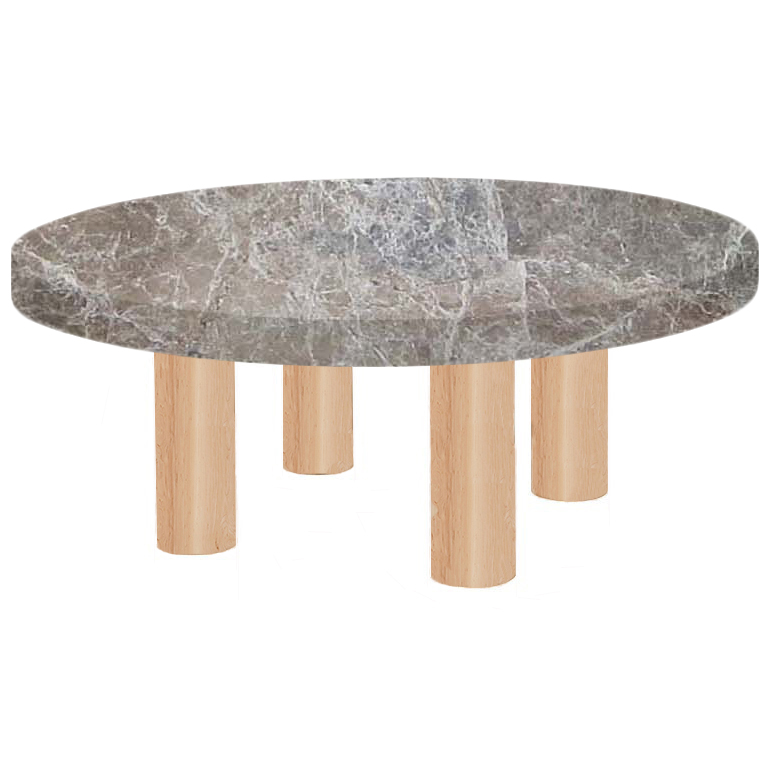 Round Emperador Coffee Table with Circular Ash Legs