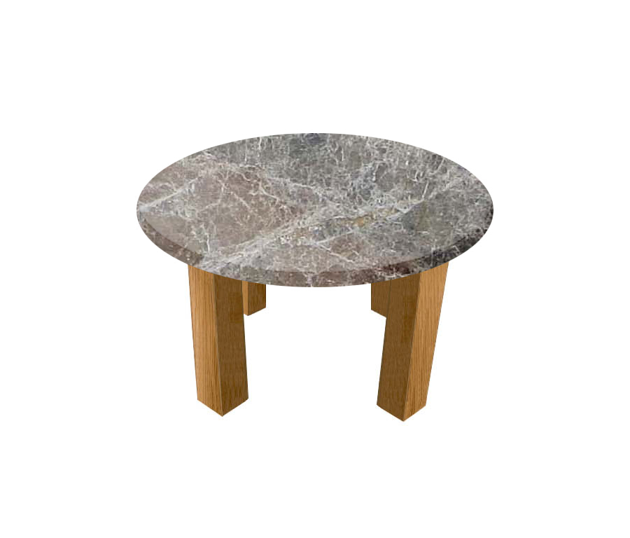 Emperador Round Coffee Table with Square Oak Legs