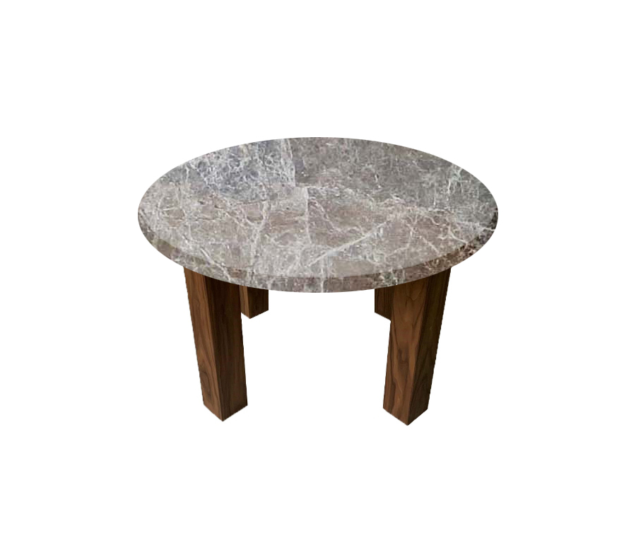 Emperador Round Coffee Table with Square Walnut Legs