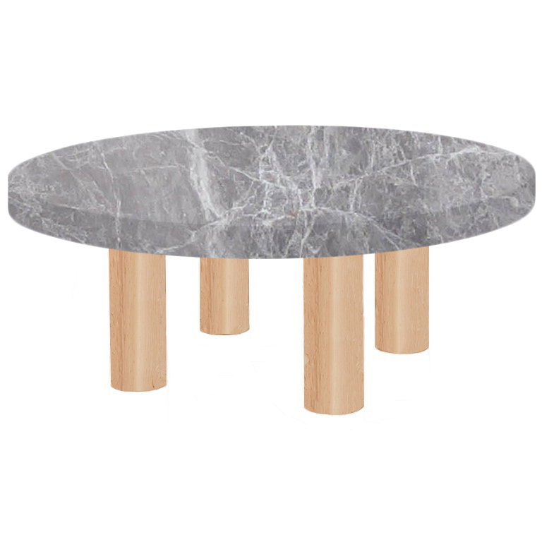 Round Emperador Grey Coffee Table with Circular Ash Legs