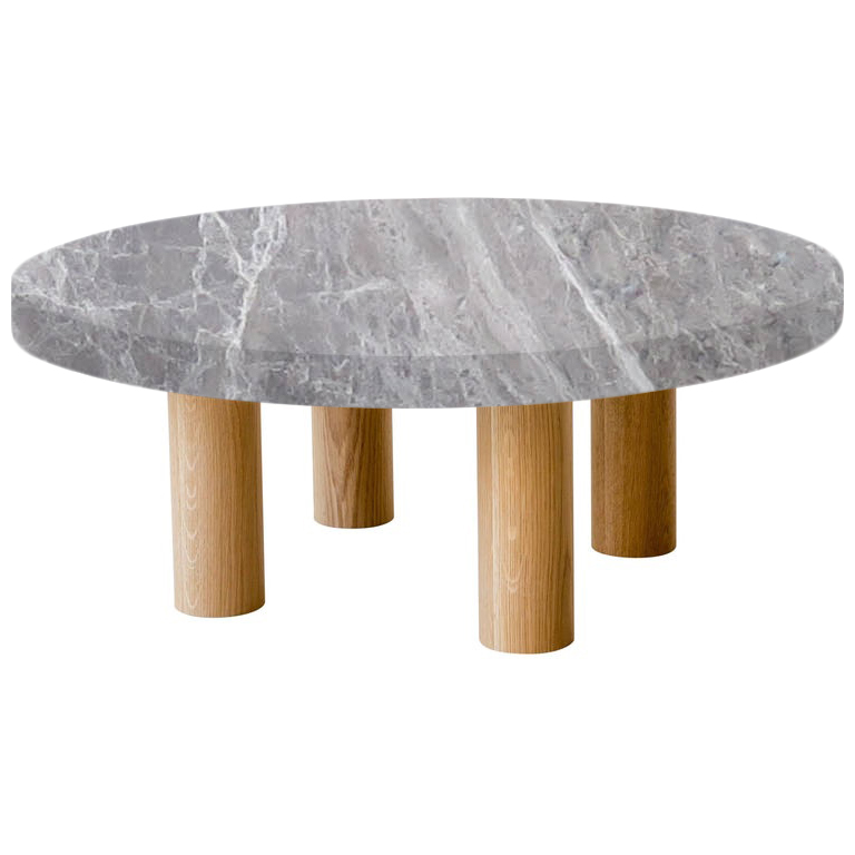 Round Emperador Grey Coffee Table with Circular Oak Legs