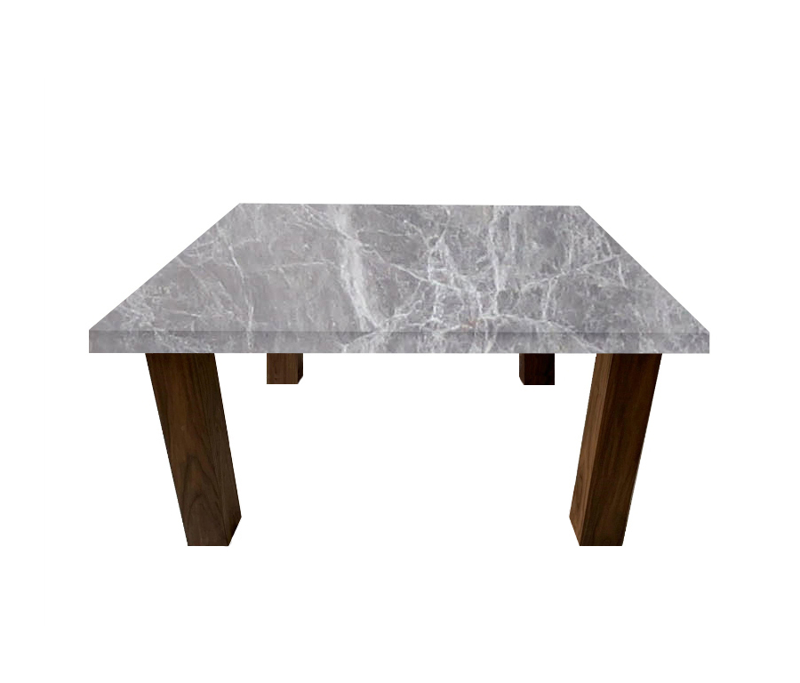 Emperador Grey Square Coffee Table with Square Walnut Legs