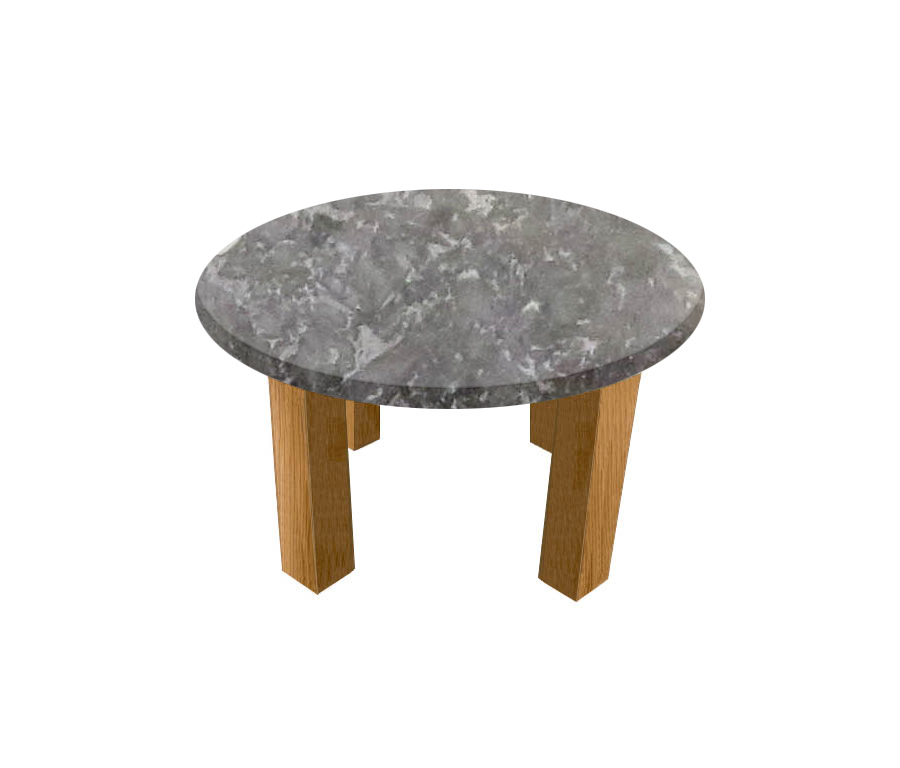 Emperador Silver Round Coffee Table with Square Oak Legs