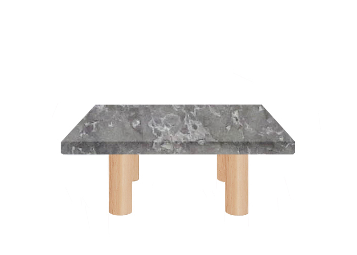 Small Square Emperador Silver Coffee Table with Circular Ash Legs