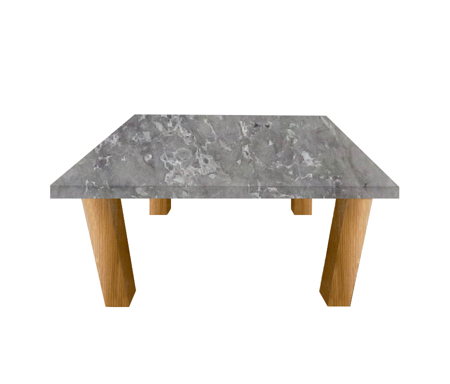 Emperador Silver Square Coffee Table with Square Oak Legs