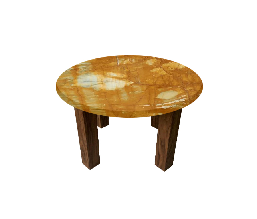 Giallo Sienna Round Coffee Table with Square Walnut Legs