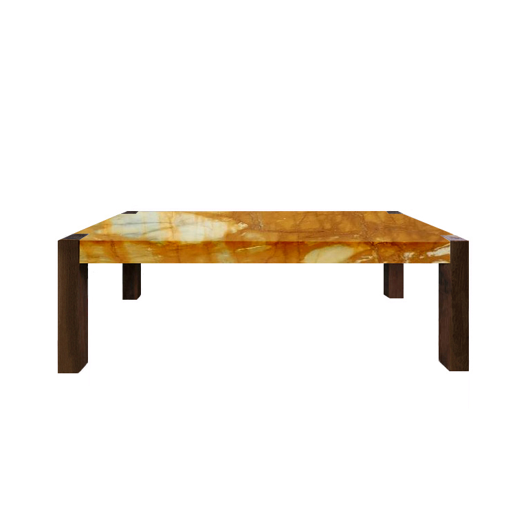 Giallo Sienna Percopo Marble Dining Table with Walnut Legs