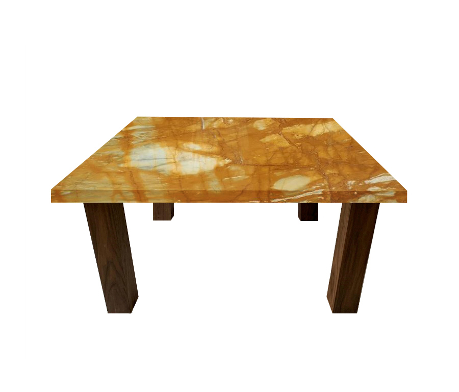 Giallo Sienna Square Coffee Table with Square Walnut Legs