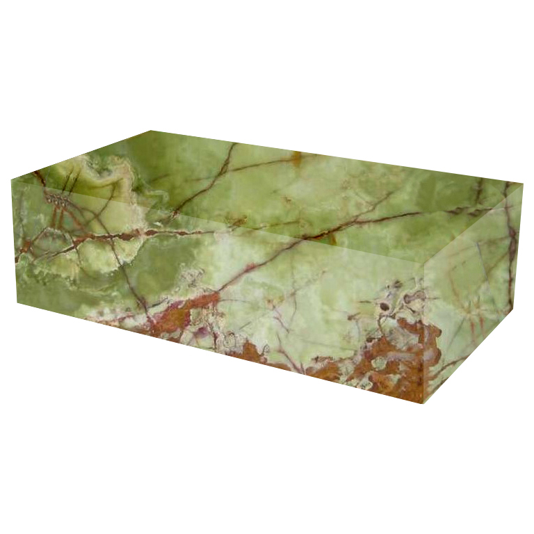 Green Rectangular Solid Onyx Coffee Table