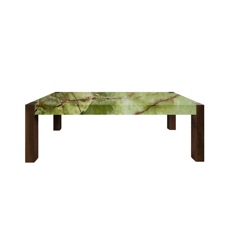 Green Percopo Solid Onyx Dining Table with Walnut Legs