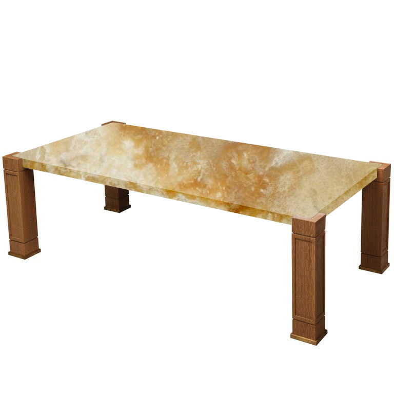 Faubourg Honey Onyx Inlay Coffee Table with Oak Legs