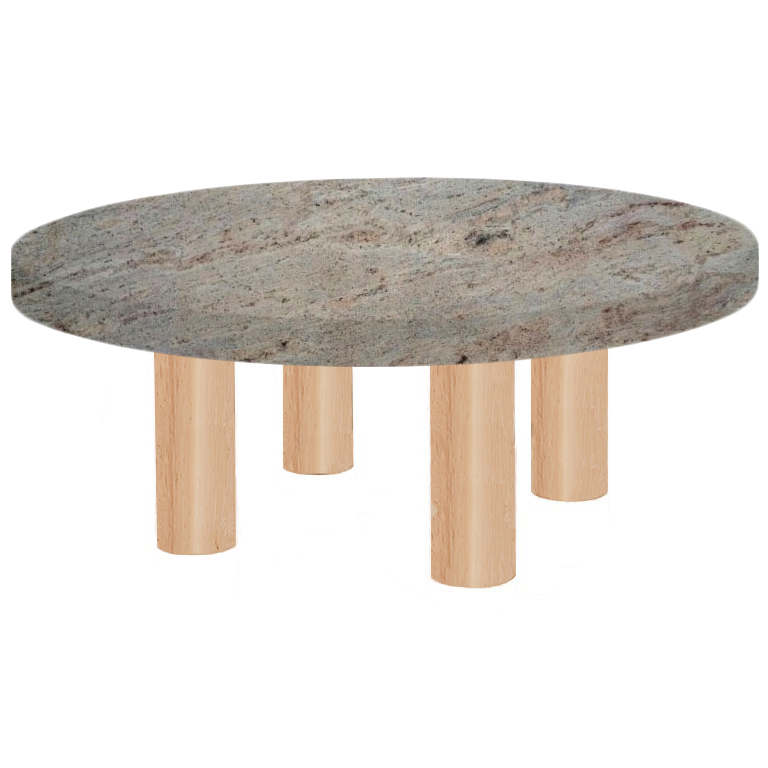 Round Ivory Fantasy Coffee Table with Circular Ash Legs