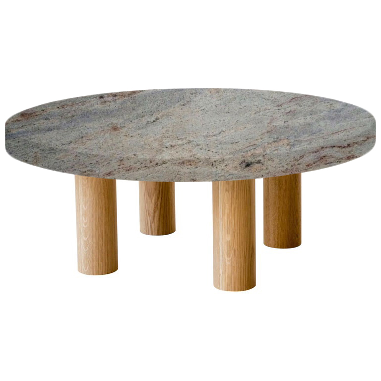 Round Ivory Fantasy Coffee Table with Circular Oak Legs