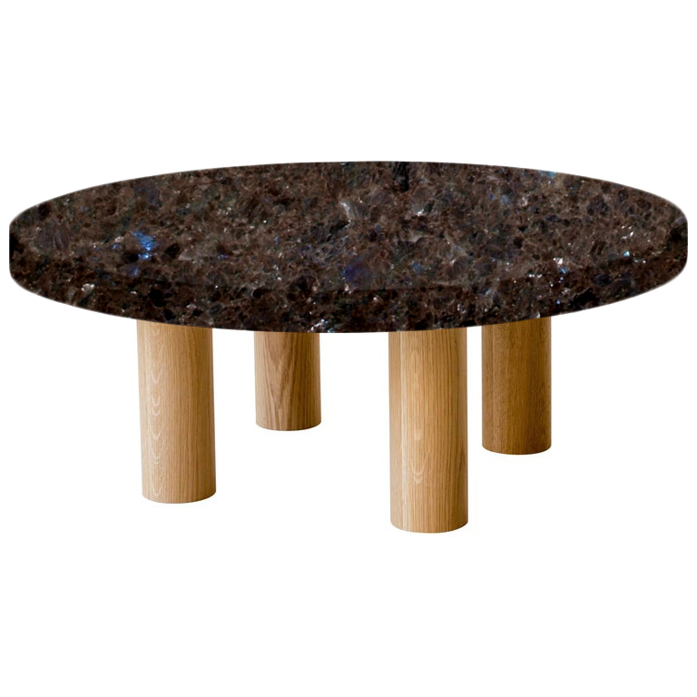 Round Labrador Antique Coffee Table with Circular Oak Legs