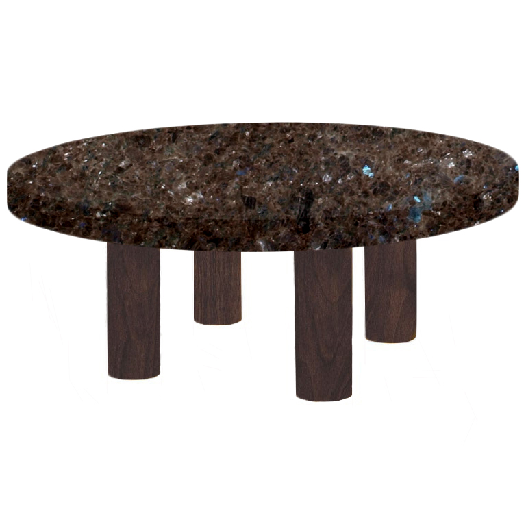 Round Labrador Antique Coffee Table with Circular Walnut Legs