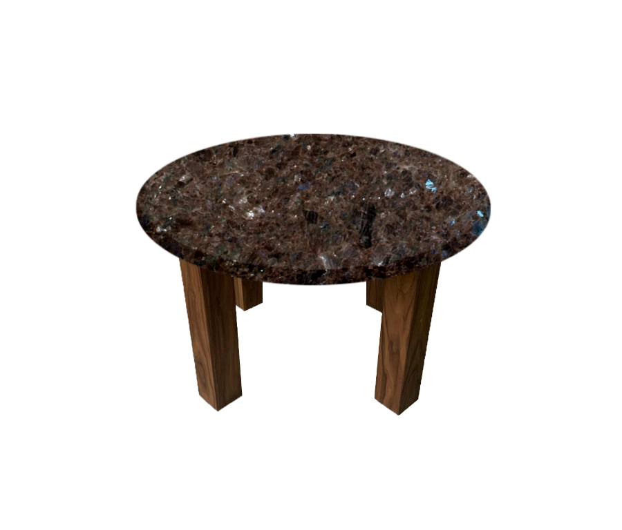 Labrador Antique Round Coffee Table with Square Walnut Legs