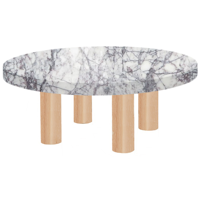 Round Lilac Milas Coffee Table with Circular Ash Legs