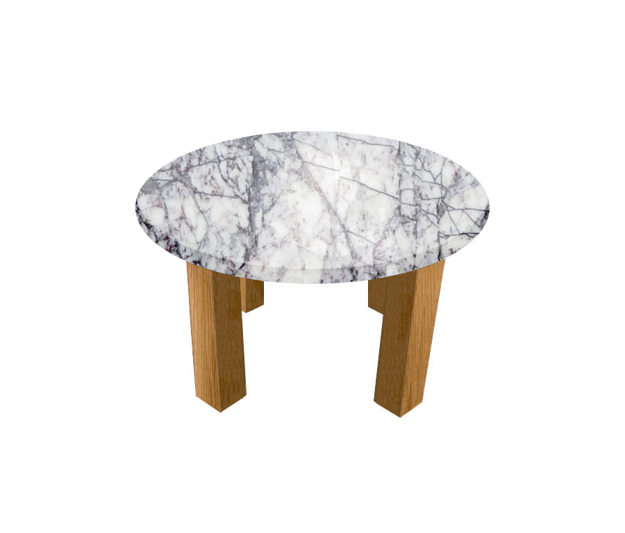 Lilac Milas Round Coffee Table with Square Oak Legs