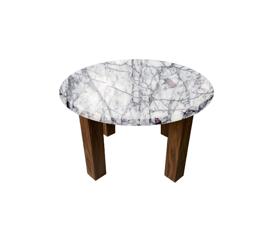 Lilac Milas Round Coffee Table with Square Walnut Legs