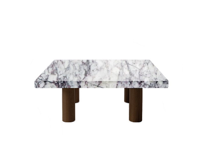 Small Square Lilac Milas Coffee Table with Circular Walnut Legs