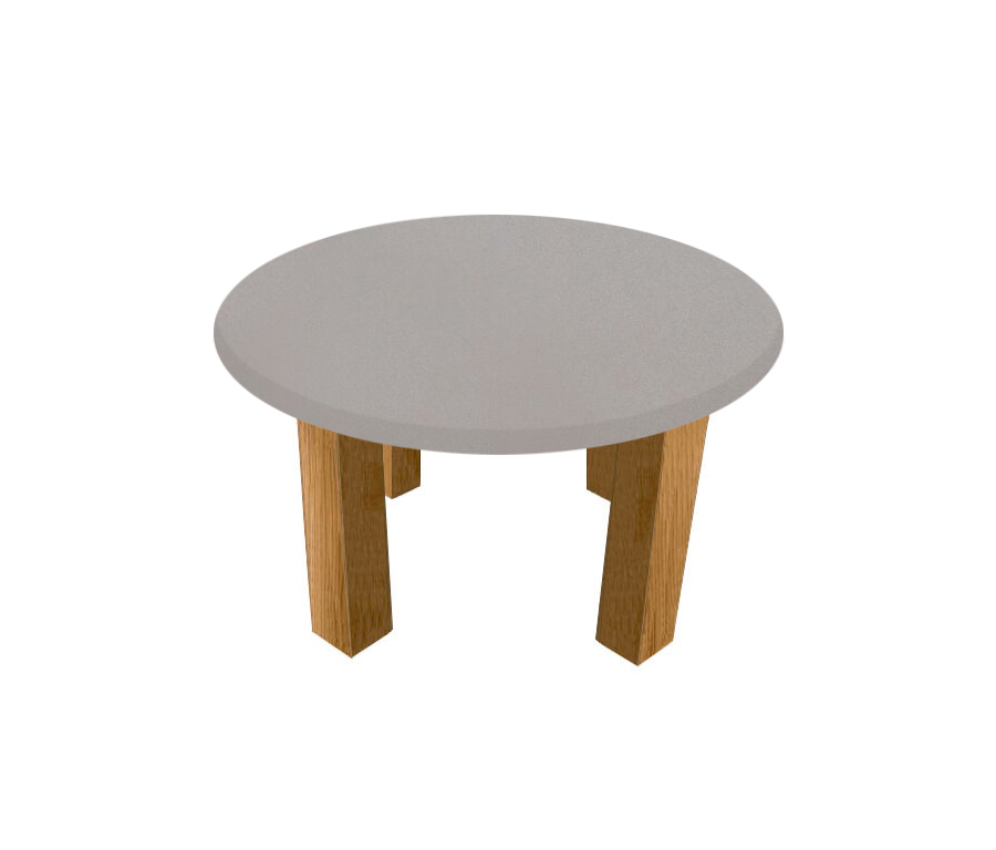 London Grey Round Coffee Table with Square Oak Legs