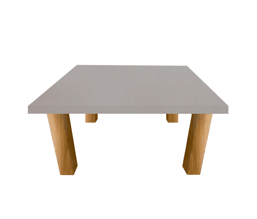 London Grey Quartz Square Coffee Table with Square Oak Legs