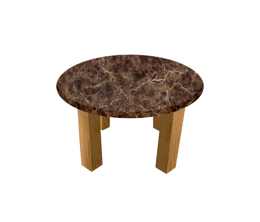 Marron Imperial Round Coffee Table with Square Oak Legs