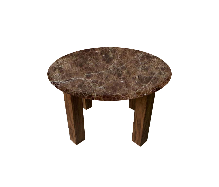 Marron Imperial Round Coffee Table with Square Walnut Legs
