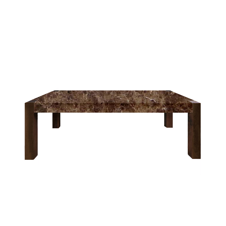 Marron Imperial Percopo Solid Marble Dining Table with Walnut Legs