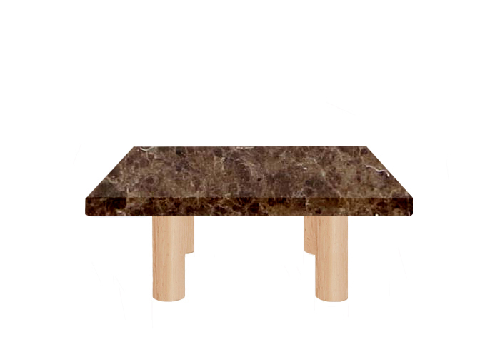 Marron Imperial Square Coffee Table with Circular Ash Legs