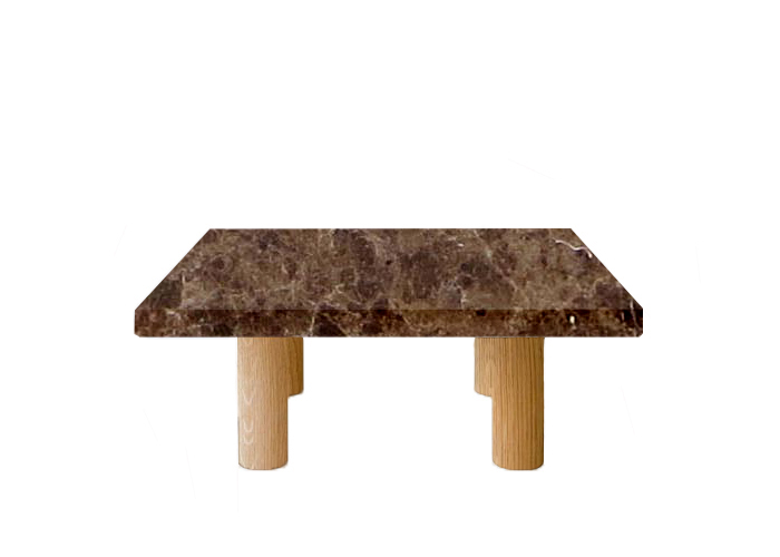 Marron Imperial Square Coffee Table with Circular Walnut Legs