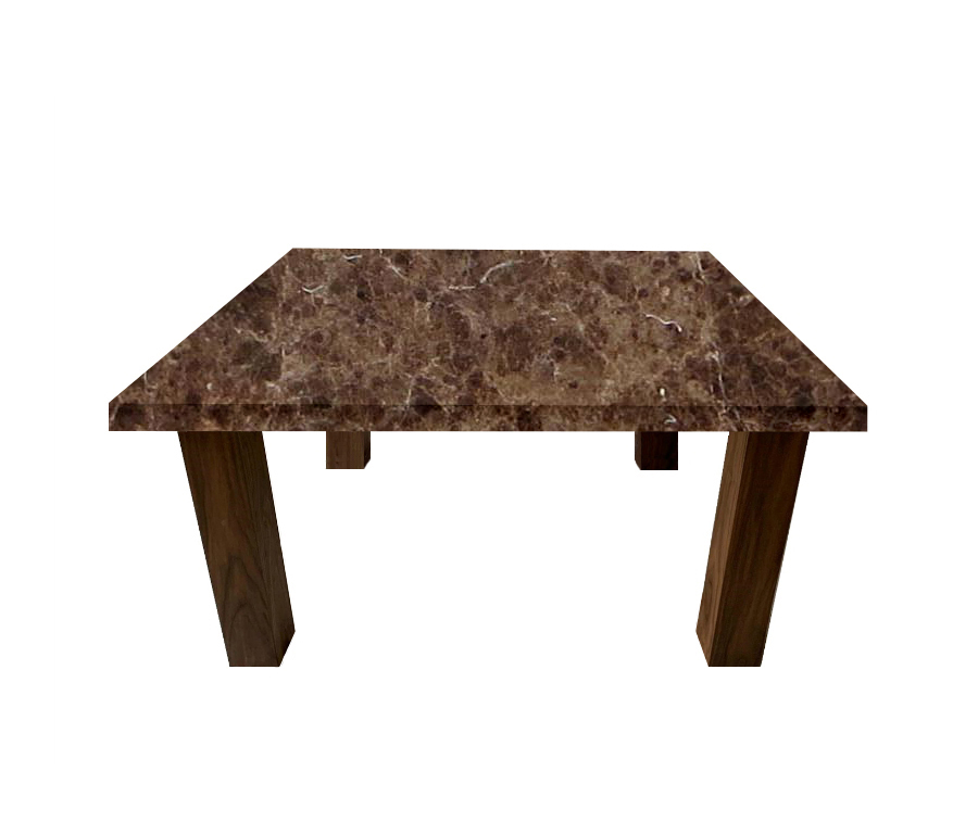 Marron Imperial Square Coffee Table with Square Walnut Legs