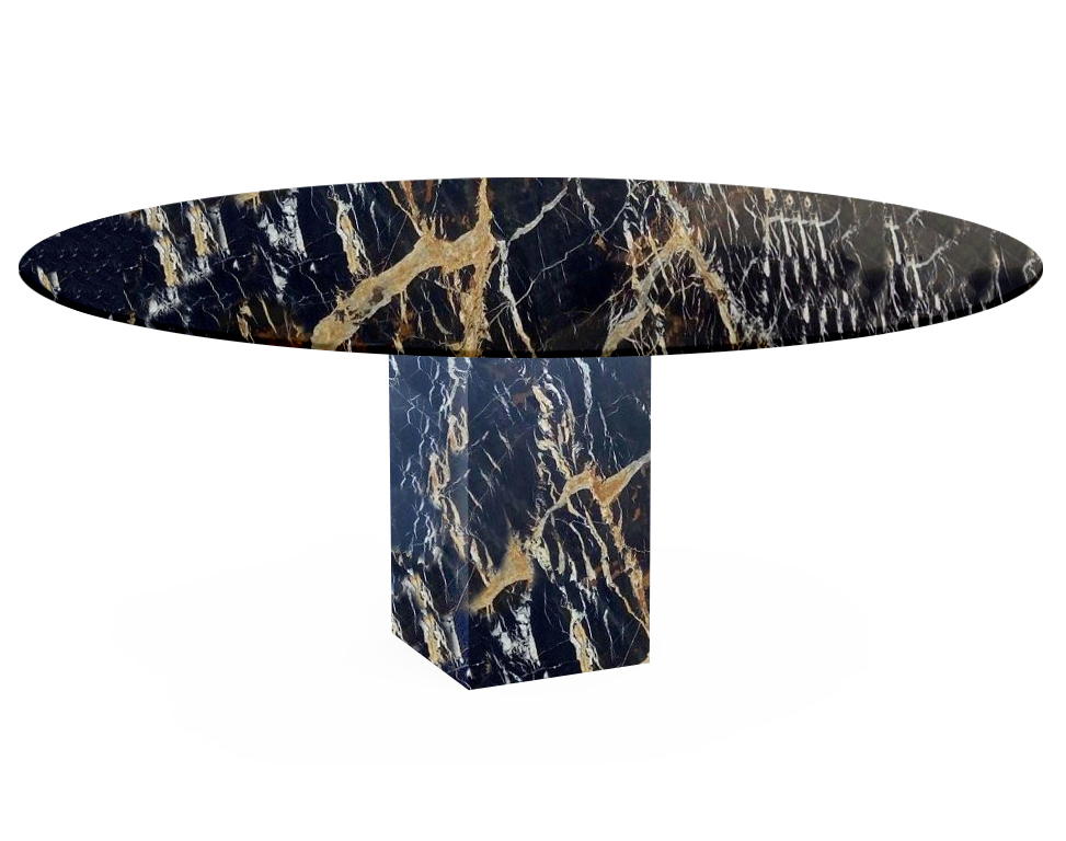 Michelangelo Black and Gold Arena Oval Marble Dining Table