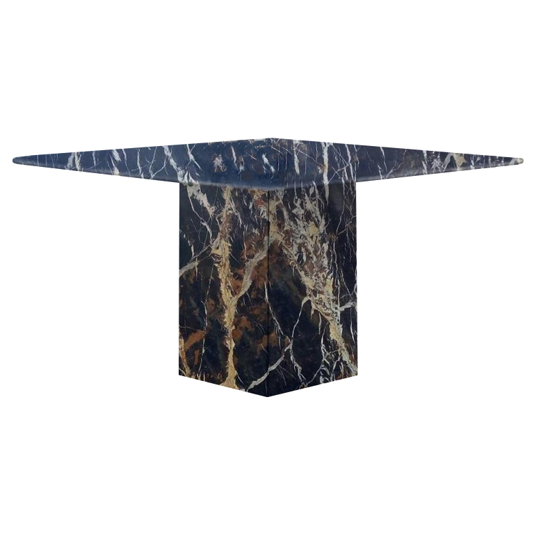 Michelangelo Black and Gold Small Square Marble Dining Table