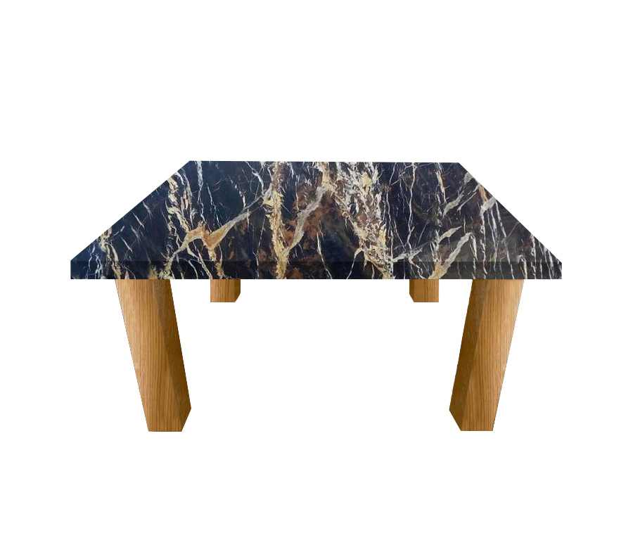 Michelangelo Black and Gold Square Coffee Table with Square Oak Legs