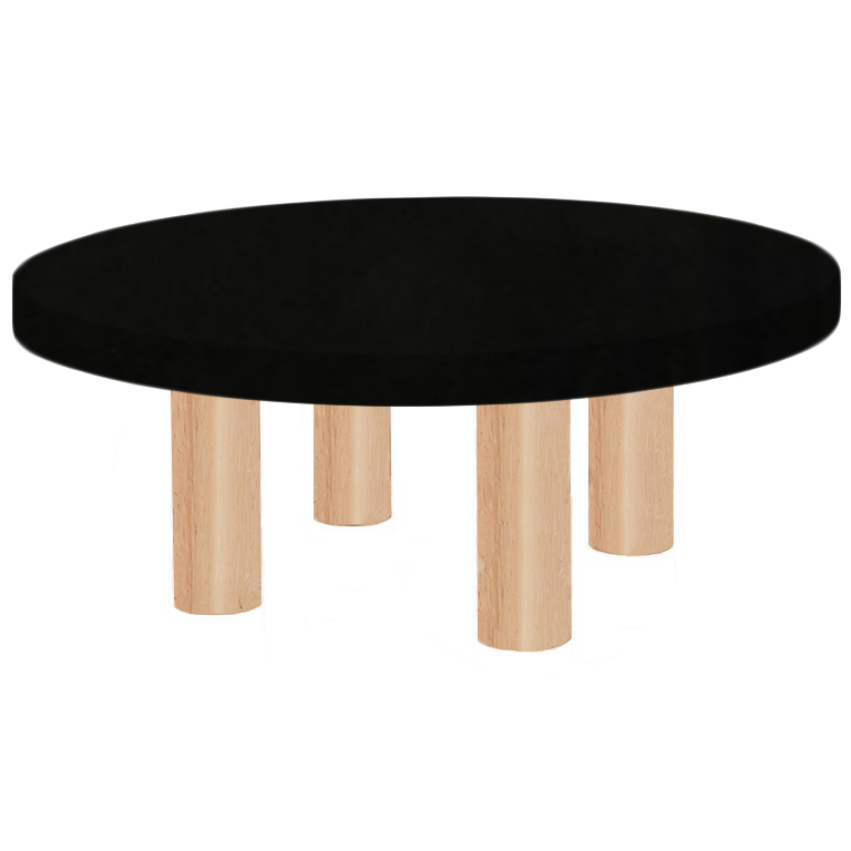 Round Nero Assoluto Coffee Table with Circular Ash Legs