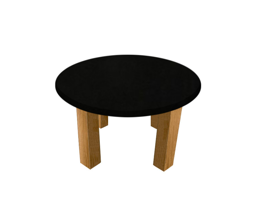 Nero Assoluto Round Coffee Table with Square Oak Legs