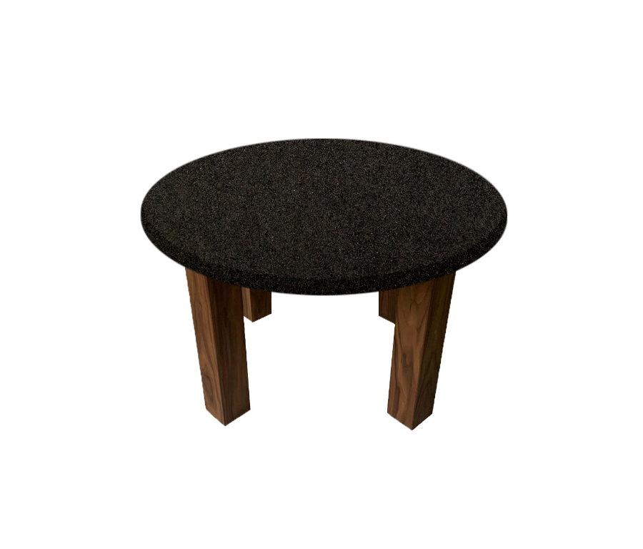 Nero Impala Round Coffee Table with Square Walnut Legs