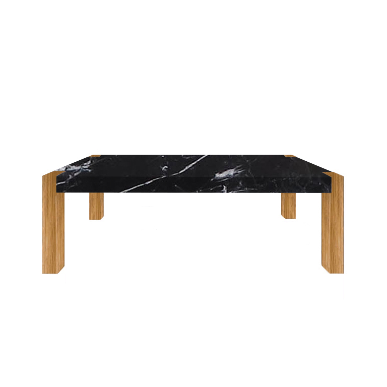 Nero Marquinia Percopo Solid Marble Dining Table with Oak Legs