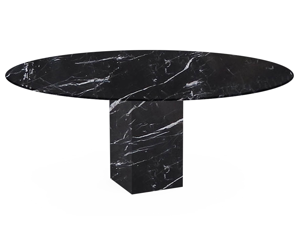 Nero Marquina Arena Oval Marble Dining Table