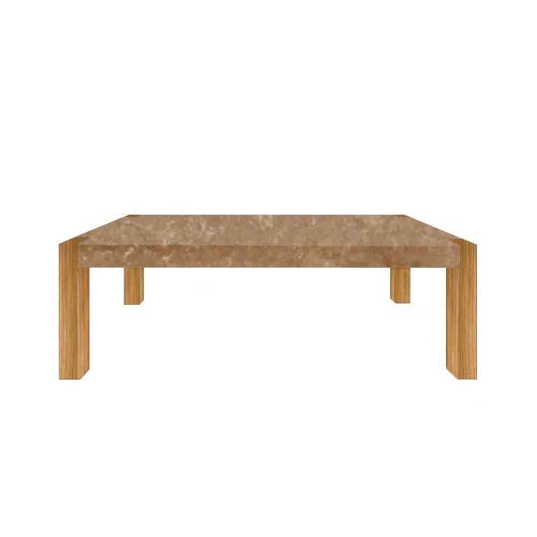 Noce Percopo Travertine Dining Table with Oak Legs